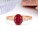 Classic and Luxurious 4-Prong Oval Cut Ruby Engagement Ring - Additional view