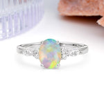 Classic and Luxurious 4-Prong Oval Cut Fire Opal Engagement Ring - Additional view
