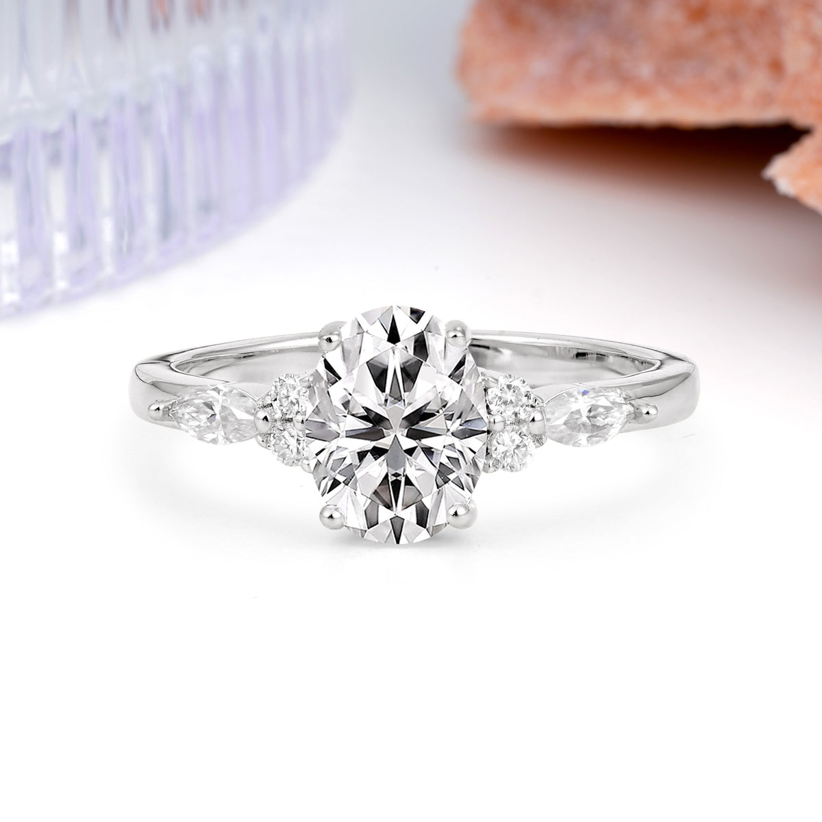Classic and Luxurious 4-Prong Oval Cut Lab Diamond Engagement Ring - Additional view