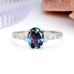 Classic and Luxurious 4-Prong Oval Cut Alexandrite Engagement Ring - Additional view