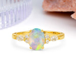 Classic and Luxurious 4-Prong Oval Cut Fire Opal Engagement Ring - Additional view