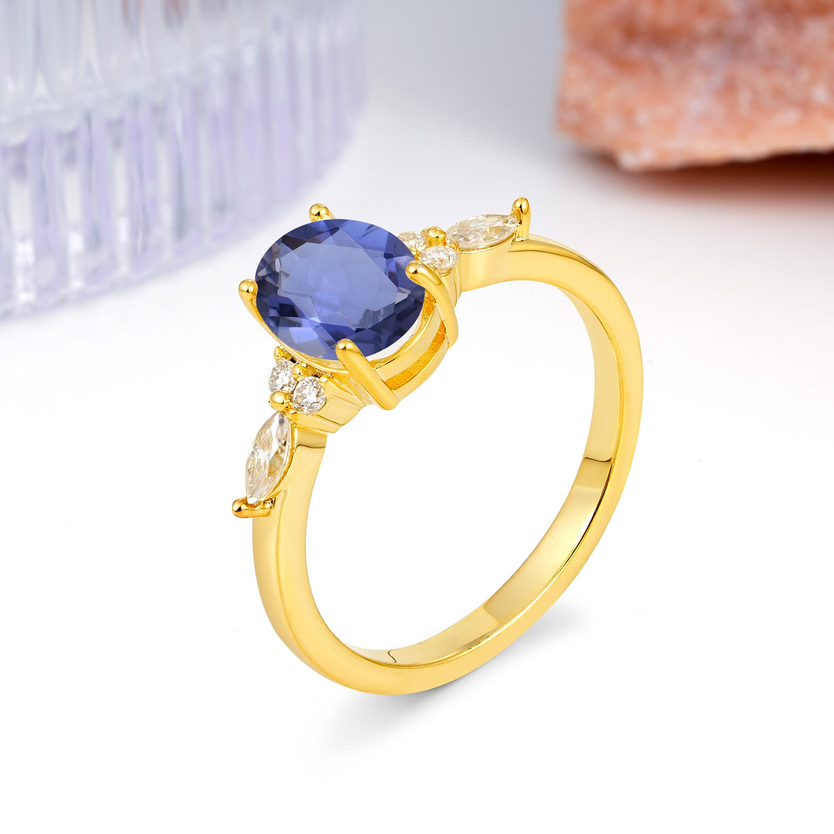 Classic and Luxurious 4-Prong Oval Cut Tanzanite Engagement Ring - Additional view