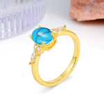 Classic and Luxurious 4-Prong Oval Cut Turquoise Engagement Ring - Additional view