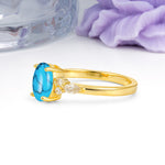 Classic and Luxurious 4-Prong Oval Cut Turquoise Engagement Ring - Additional view