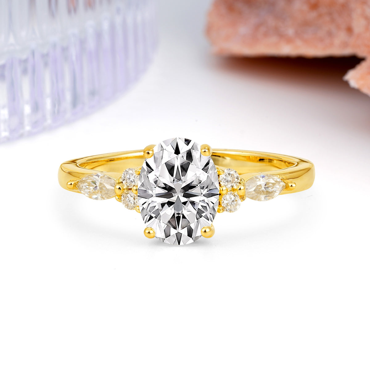 Classic and Luxurious 4-Prong Oval Cut Lab Diamond Engagement Ring - Additional view