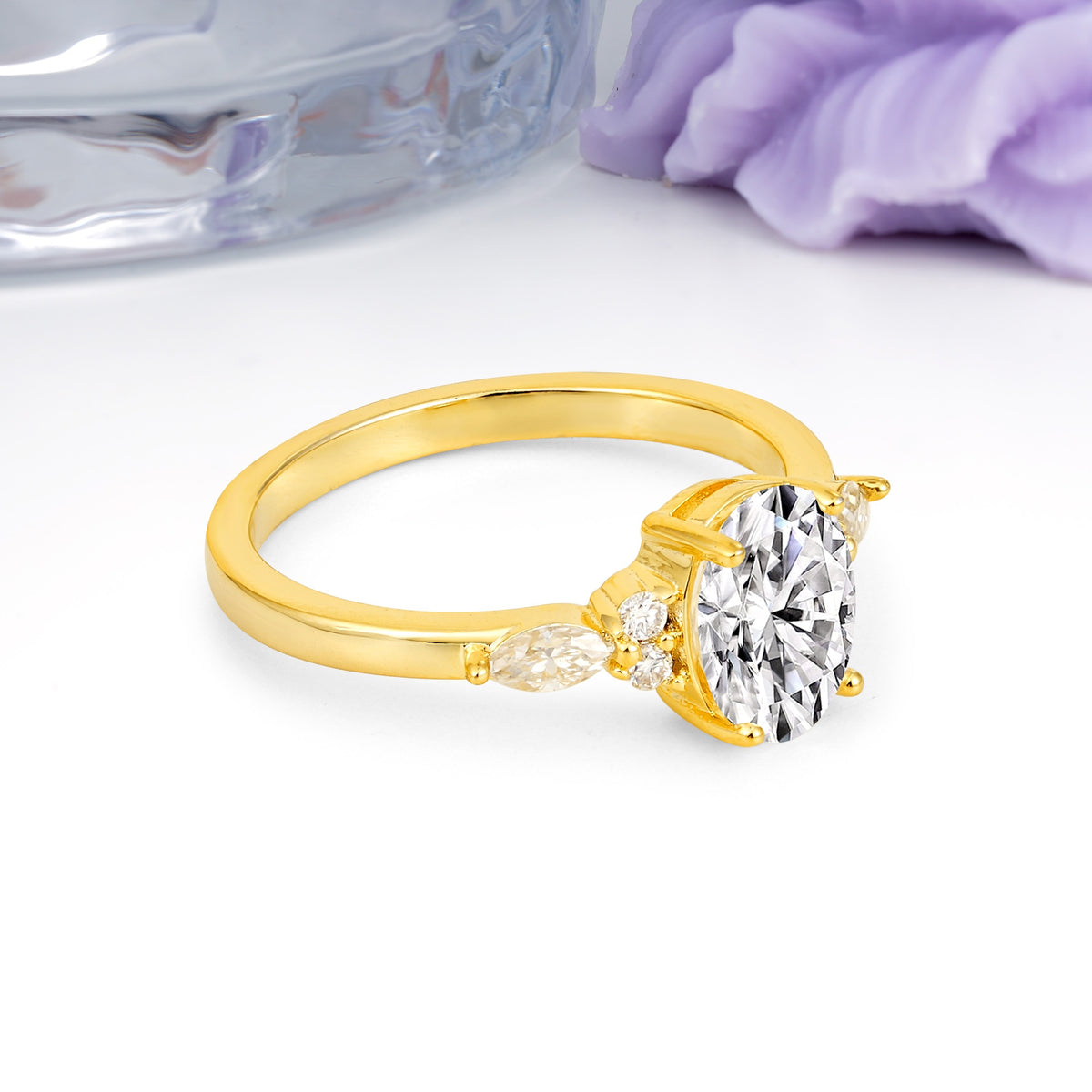 Classic and Luxurious 4-Prong Oval Cut Lab Diamond Engagement Ring - Additional view