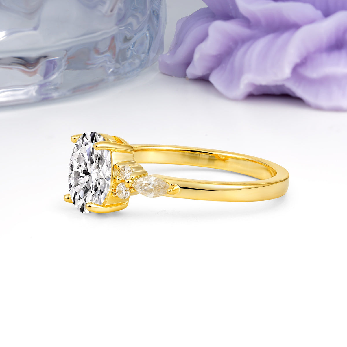 Classic and Luxurious 4-Prong Oval Cut Lab Diamond Engagement Ring - Additional view