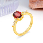 Classic and Luxurious 4-Prong Oval Cut Garnet Engagement Ring - Additional view