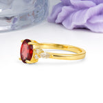 Classic and Luxurious 4-Prong Oval Cut Garnet Engagement Ring - Additional view