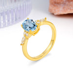 Classic and Luxurious 4-Prong Oval Cut Aquamarine Engagement Ring - Additional view