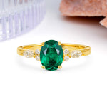 Classic and Luxurious 4-Prong Oval Cut Emerald Engagement Ring - Additional view