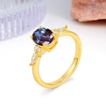 Classic and Luxurious 4-Prong Oval Cut Alexandrite Engagement Ring - Additional view