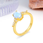 Classic and Luxurious 4-Prong Oval Cut Moonstone Engagement Ring - Additional view