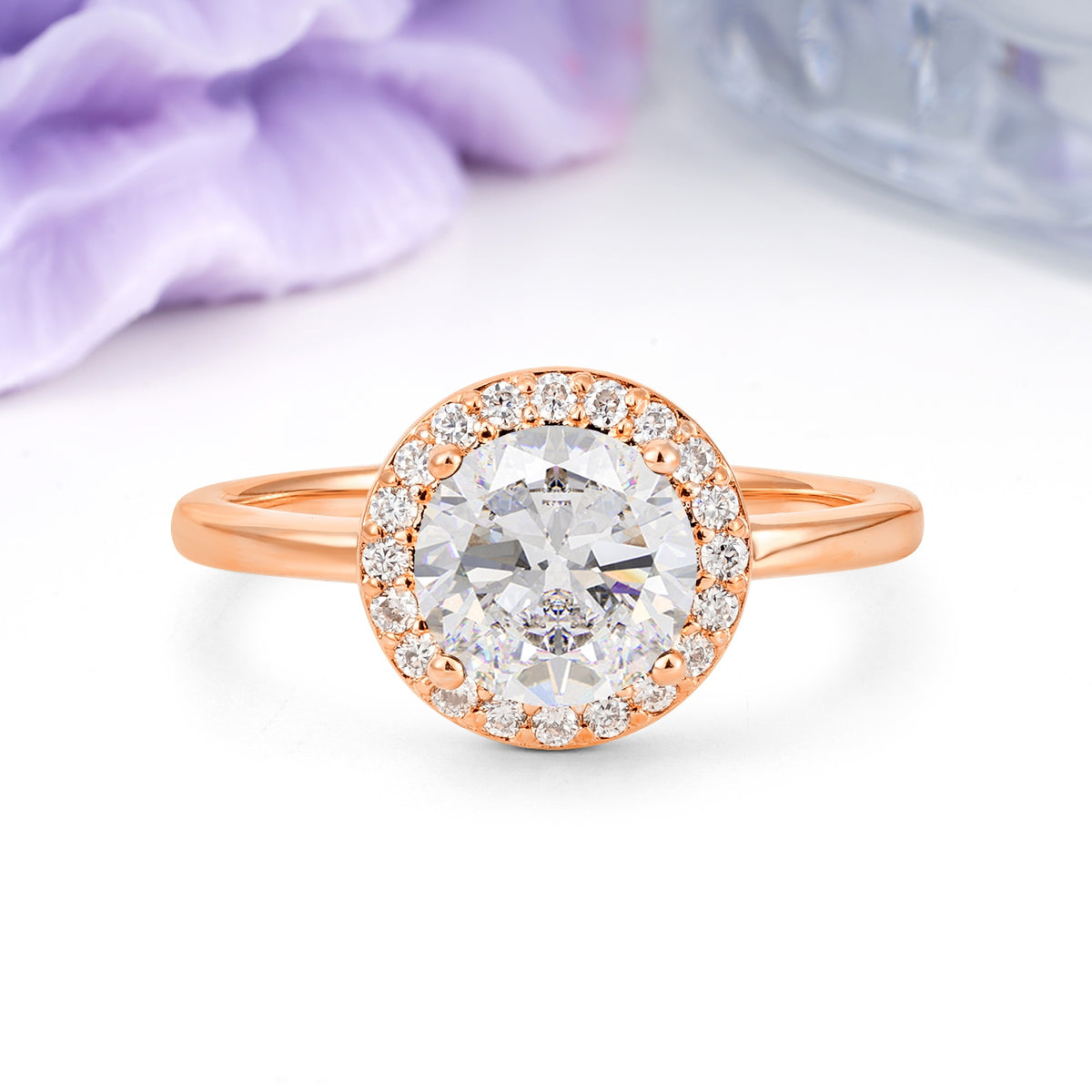Luxurious 4-Prong Round Cut Moissanite Engagement Ring - Additional view