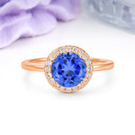 Luxurious 4-Prong Round Cut Sapphire Engagement Ring - Additional view