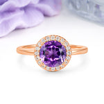 Luxurious 4-Prong Round Cut Amethyst Engagement Ring - Additional view