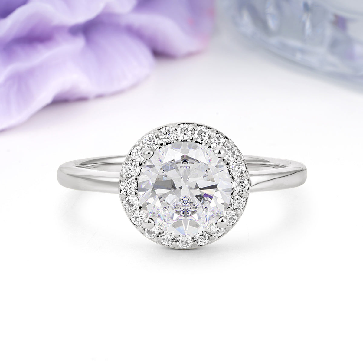 Luxurious 4-Prong Round Cut Moissanite Engagement Ring - Additional view