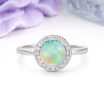 Luxurious 4-Prong Round Cut Fire Opal Engagement Ring - Additional view