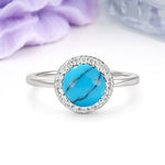 Luxurious 4-Prong Round Cut Turquoise Engagement Ring - Additional view