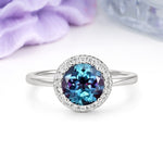 Luxurious 4-Prong Round Cut Alexandrite Engagement Ring - Additional view