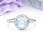 Luxurious 4-Prong Round Cut Moonstone Engagement Ring - Additional view
