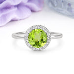 Luxurious 4-Prong Round Cut Peridot Engagement Ring - Additional view