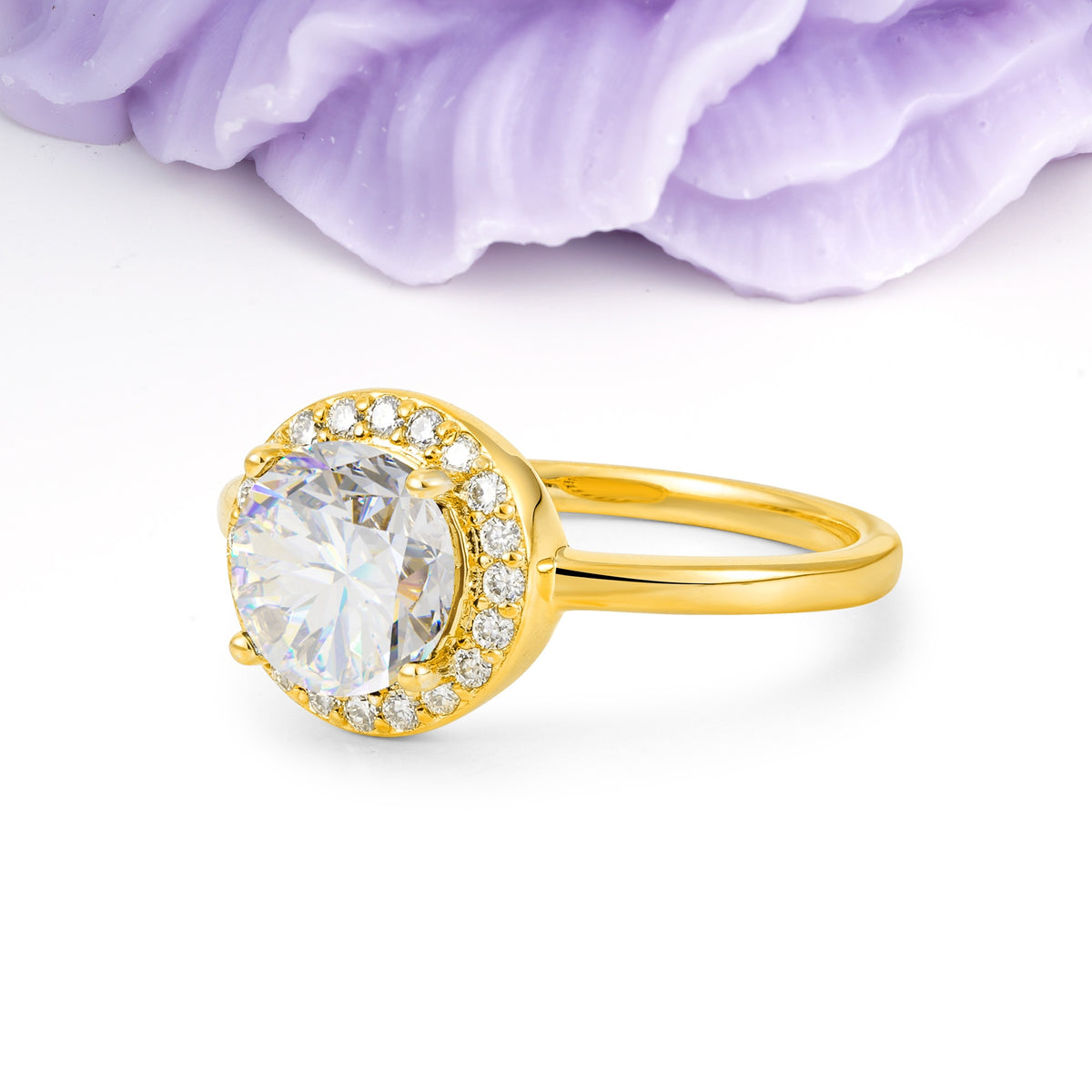 Luxurious 4-Prong Round Cut Moissanite Engagement Ring - Additional view