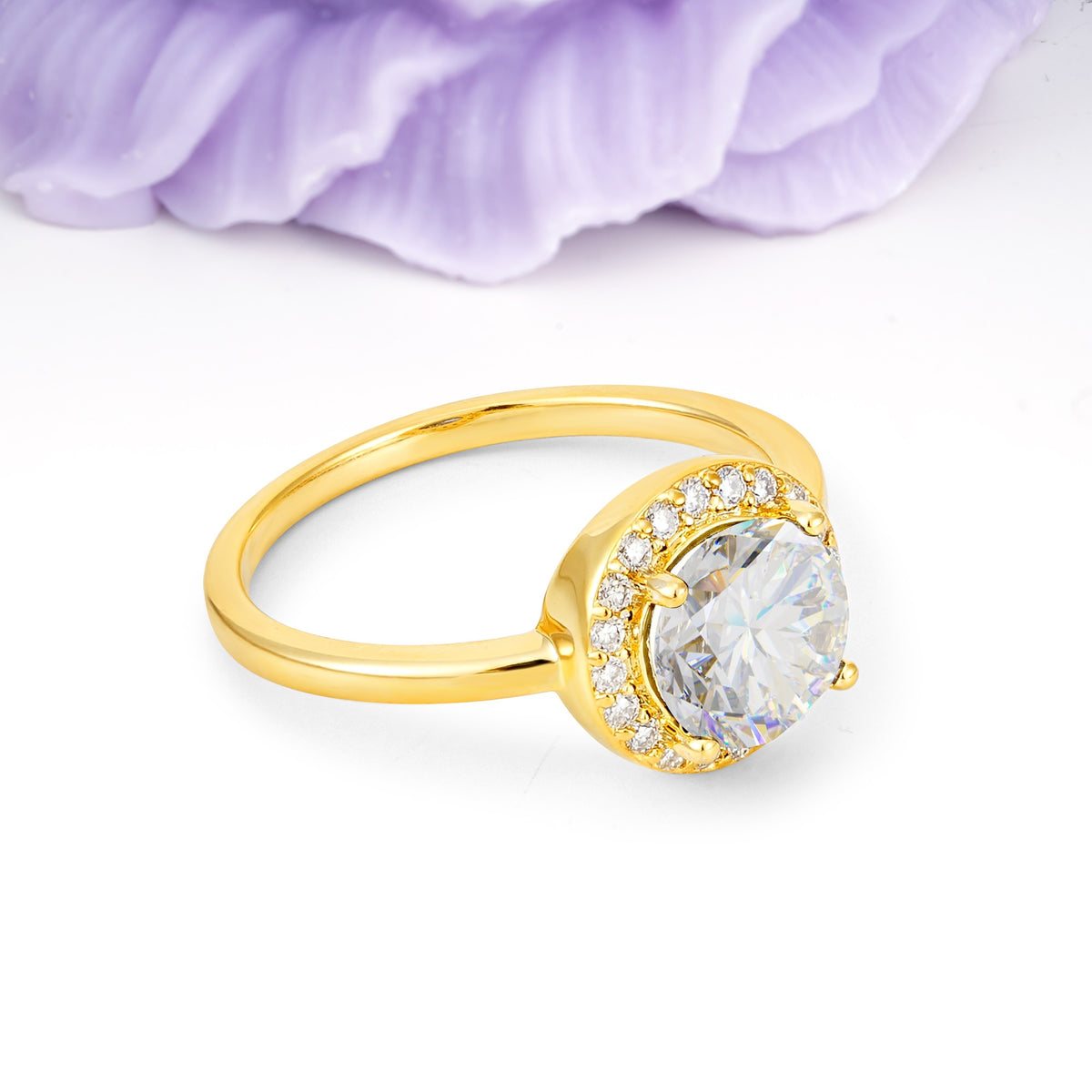 Luxurious 4-Prong Round Cut Moissanite Engagement Ring - Additional view