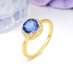 Luxurious 4-Prong Round Cut Sapphire Engagement Ring - Additional view