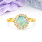 Luxurious 4-Prong Round Cut Fire Opal Engagement Ring - Additional view
