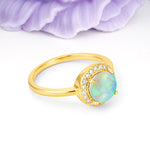Luxurious 4-Prong Round Cut Fire Opal Engagement Ring - Additional view