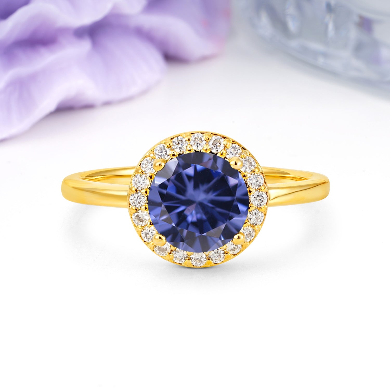 Luxurious 4-Prong Round Cut Tanzanite Engagement Ring - Additional view