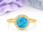 Luxurious 4-Prong Round Cut Turquoise Engagement Ring - Additional view