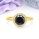 Luxurious 4-Prong Round Cut Black Onyx Engagement Ring - Additional view