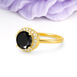 Luxurious 4-Prong Round Cut Black Onyx Engagement Ring - Additional view