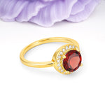 Luxurious 4-Prong Round Cut Garnet Engagement Ring - Additional view