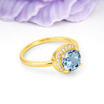 Luxurious 4-Prong Round Cut Aquamarine Engagement Ring - Additional view