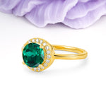 Luxurious 4-Prong Round Cut Emerald Engagement Ring - Additional view