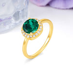 Luxurious 4-Prong Round Cut Emerald Engagement Ring - Additional view