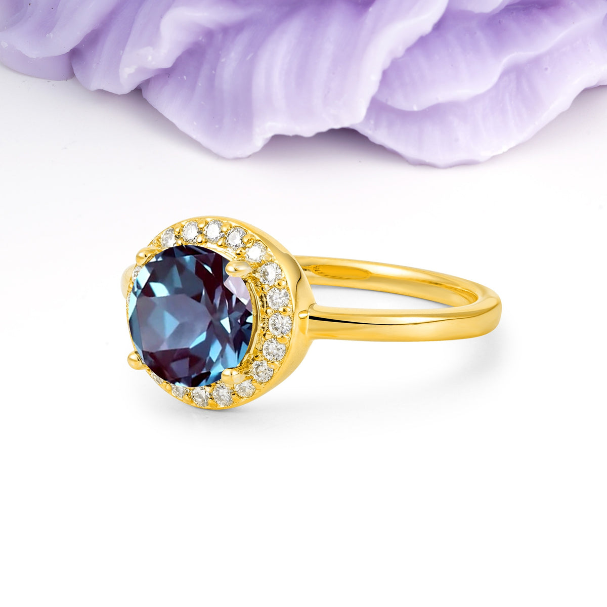 Luxurious 4-Prong Round Cut Alexandrite Engagement Ring - Additional view