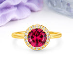 Luxurious 4-Prong Round Cut Ruby Engagement Ring - Additional view