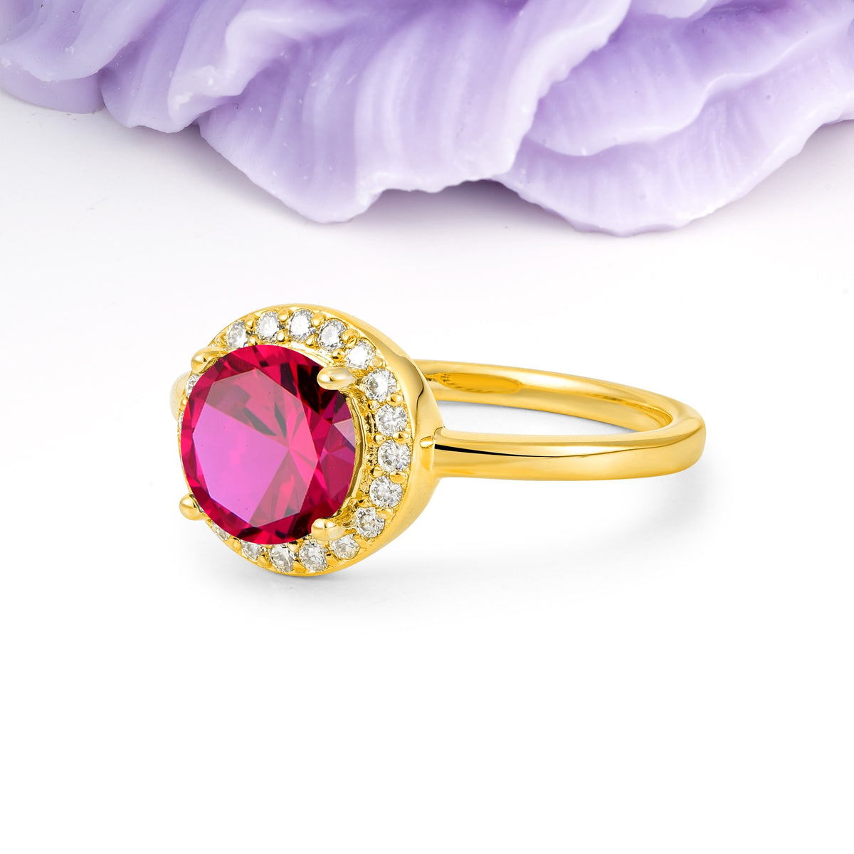 Luxurious 4-Prong Round Cut Ruby Engagement Ring - Additional view