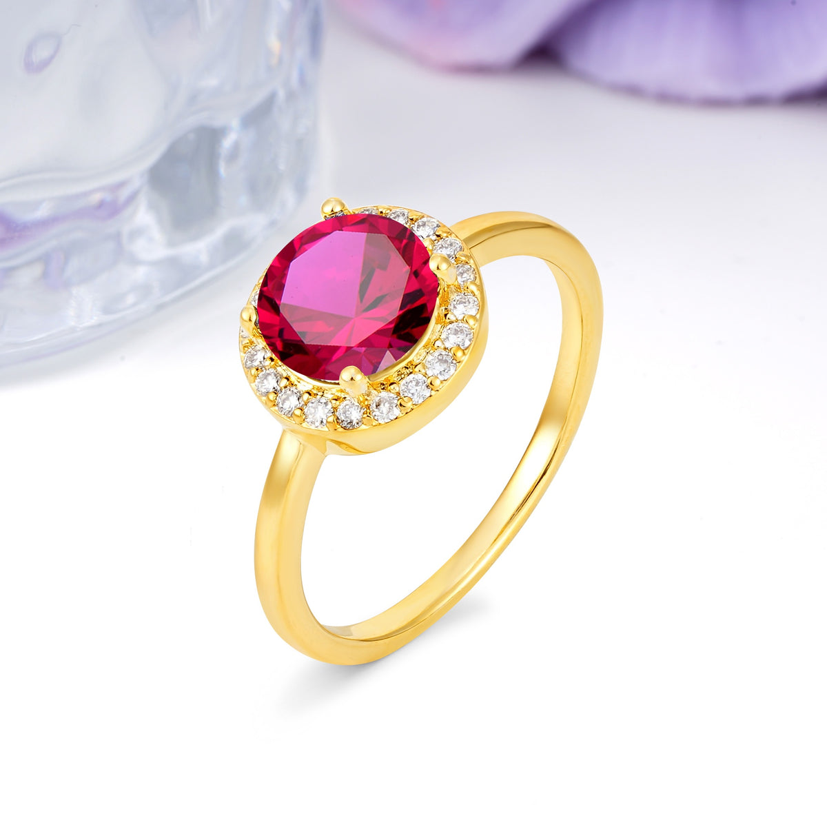 Luxurious 4-Prong Round Cut Ruby Engagement Ring - Additional view