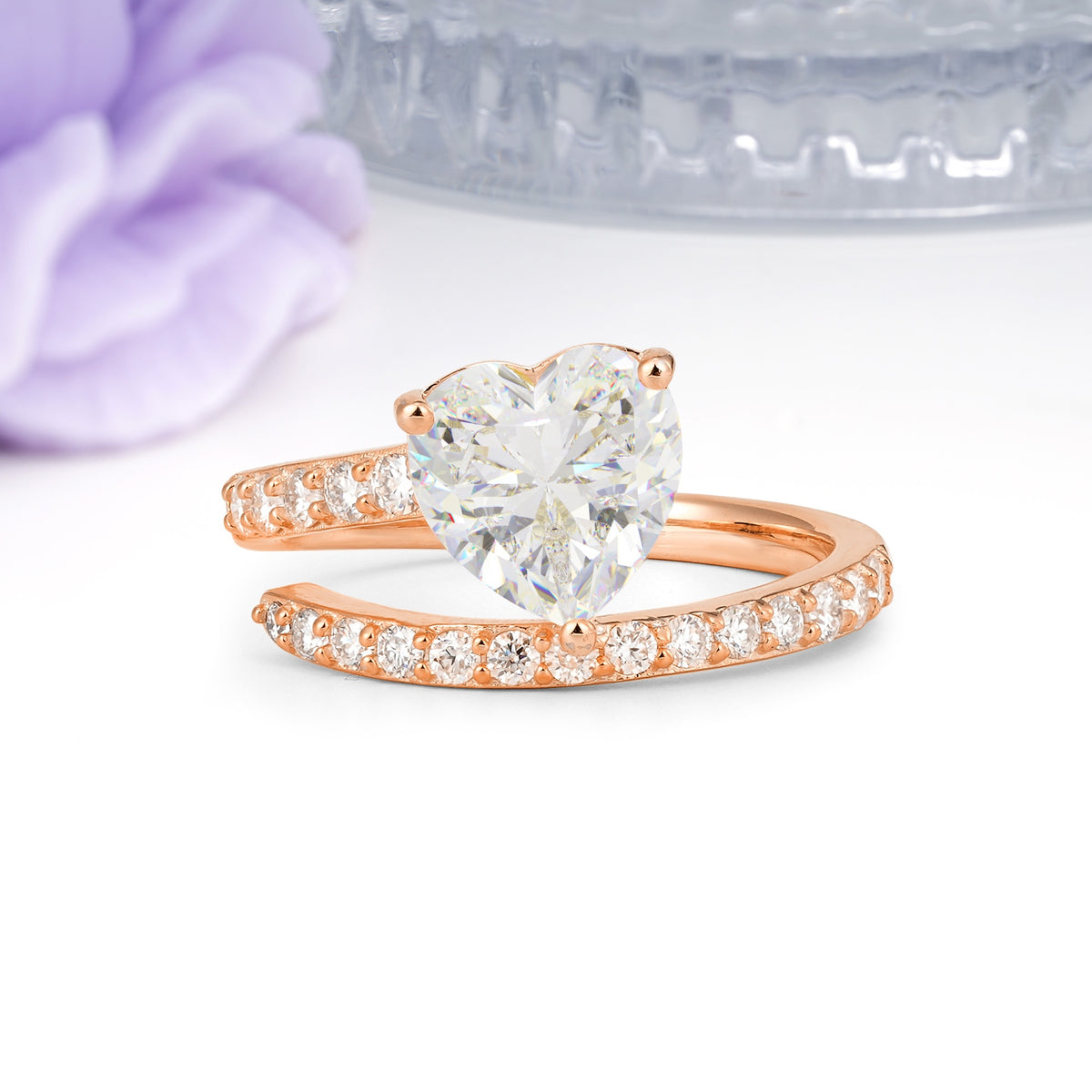 Unique Intertwined 3-Prong Heart-Cut Moissanite Engagement Ring - Additional view