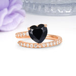 Unique Intertwined 3-Prong Heart-Cut Black Onyx Engagement Ring - Additional view