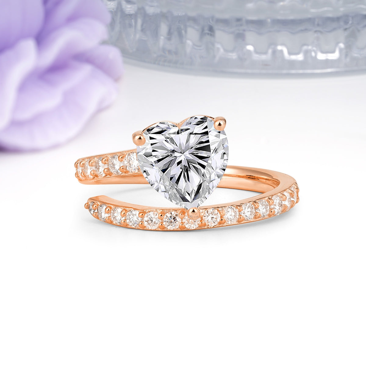 Unique Intertwined 3-Prong Heart-Cut Lab Diamond Engagement Ring - Additional view