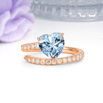 Unique Intertwined 3-Prong Heart-Cut Aquamarine Engagement Ring - Additional view