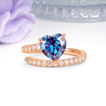 Unique Intertwined 3-Prong Heart-Cut Alexandrite Engagement Ring - Additional view
