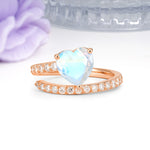 Unique Intertwined 3-Prong Heart-Cut Moonstone Engagement Ring - Additional view