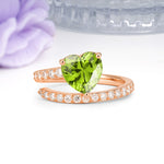 Unique Intertwined 3-Prong Heart-Cut Peridot Engagement Ring - Additional view